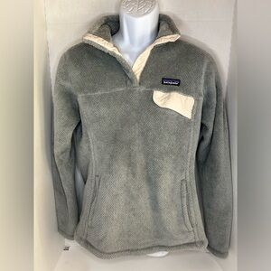 Patagonia Jacket Snap-button Pullover Womens Large Polartec Fleece Gray/Cream